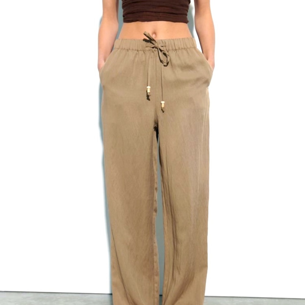 ZARA Elastic Waist Wide Leg Pants